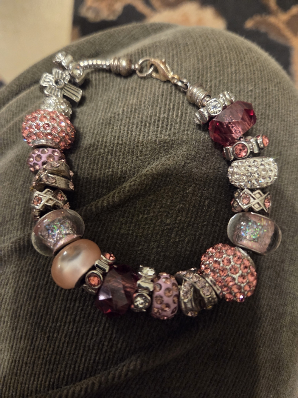 Pink and Rose Bead Charm Bracelet - Women Jewelry